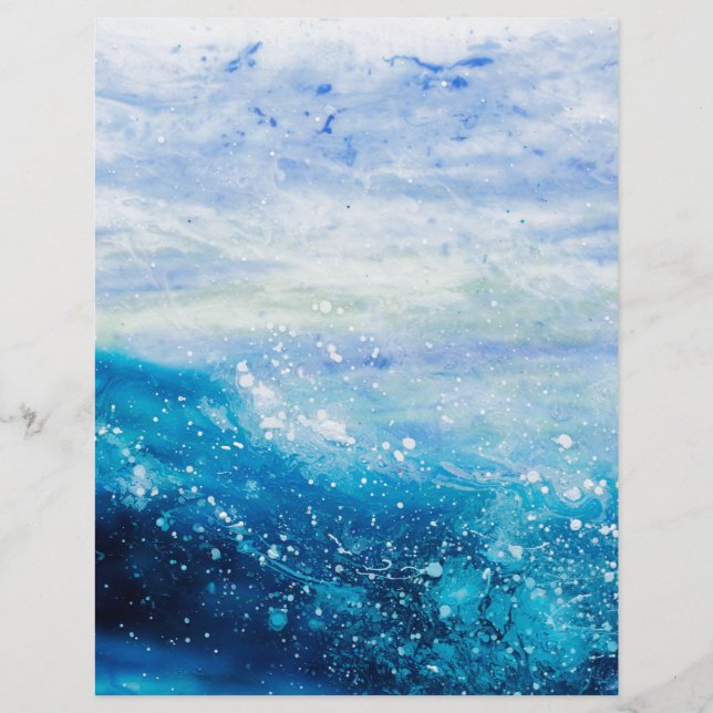 Lámina Pintura de olas oceánicas, espuma marina (Anverso)