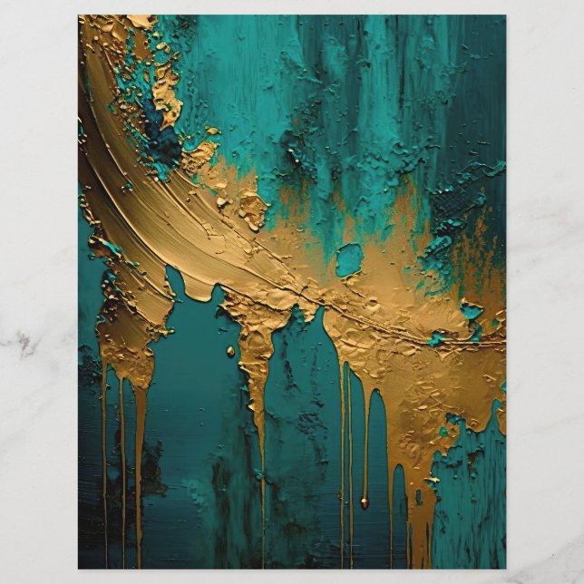 Lámina Pintura de oro moderna sobre el Verde azulado (Reverso)