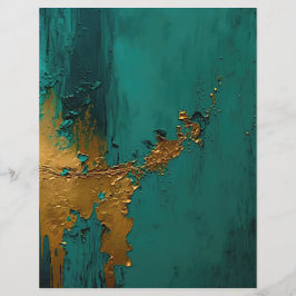 Lámina Pintura de oro moderna sobre el Verde azulado
