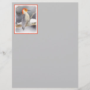 Lámina Pintura de pájaro de madera roja