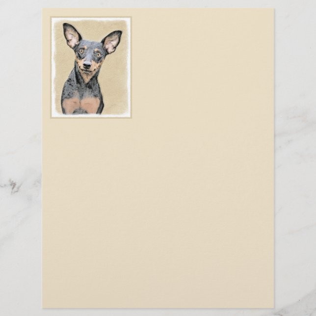 Lámina Pintura en miniatura de Pinscher Cute arte origina (Anverso)