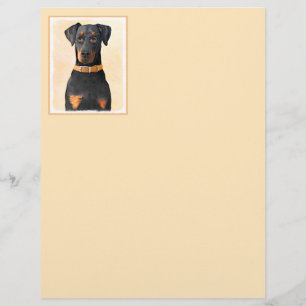 Lámina Pintura original de Doberman Pinscher sin cortar