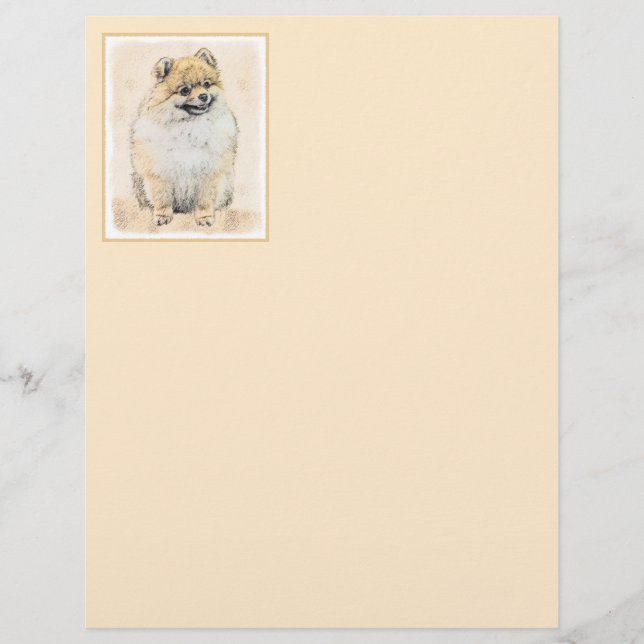 Lámina Pintura Pomerania (Naranja) - Arte Perro Original (Anverso)