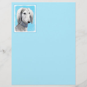 Lámina Pintura Saluki (plateada) - Arte Perro Original.