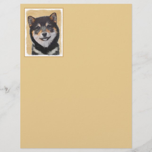 Lámina Pintura Shiba Inu (Negro y Tan) - Arte de perro (Anverso)