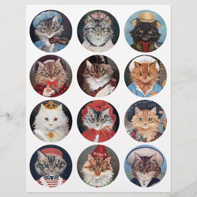 Lámina Pinturas de gatos antropomórficos de G.L. Barnes (Anverso)