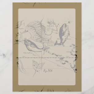 Lámina Pisces Constellation Hevelius 1690 en Taupe