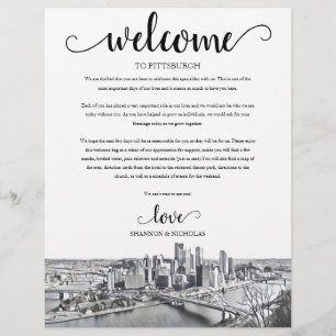 Lámina Pittsburgh Boda Weekend Welcome Itinerary