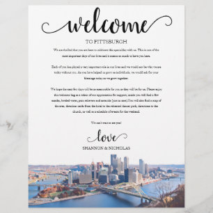 Lámina Pittsburgh Boda Weekend Welcome Itinerary