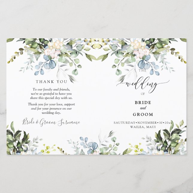 Lámina PixDezines Acuarela Eucalipto Azul Polvoriento (Anverso)