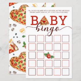Lámina Pizza Baby Shower Bingo Game Card | Actividad del 