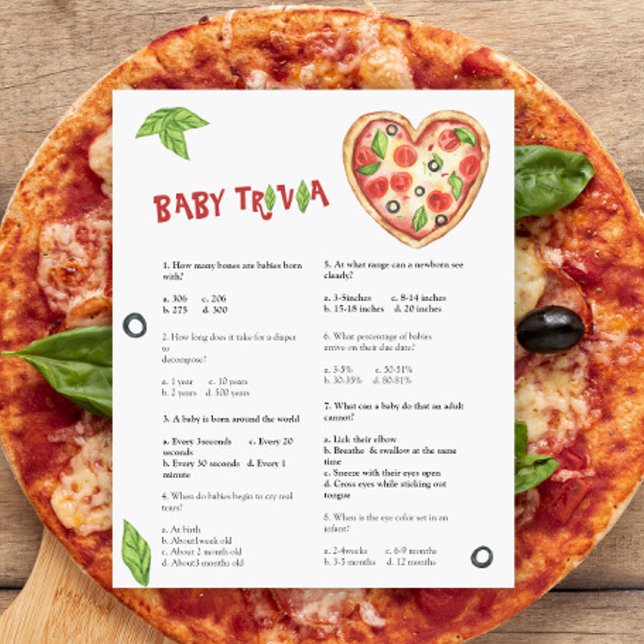 Lámina Pizza ducha de bebé Trivia bebé | Juego Baby Showe (Subido por el creador)
