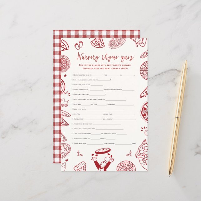 Lámina Pizza temática rima infantil juego de ducha bebé (Anverso/Reverso In Situ)