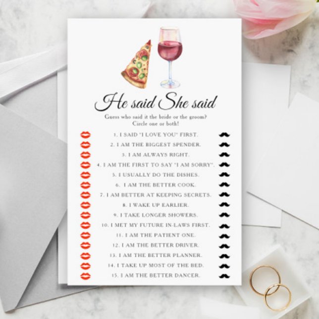 Lámina Pizza Wine Bridal shower He said she said (Subido por el creador)