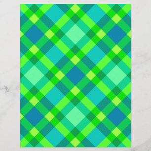 Lámina Plaid Moderno de Mediados de Siglo, Verde Jade & T