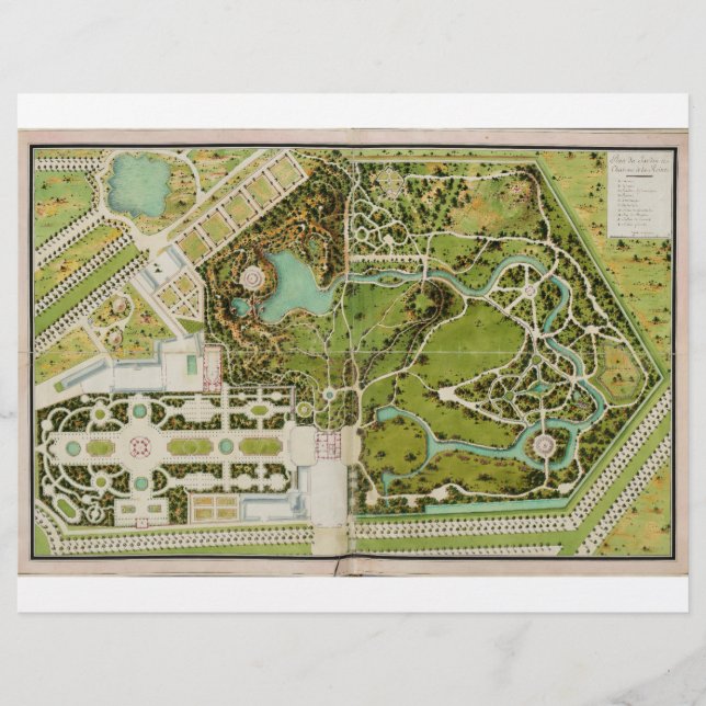 Lámina Plan du jardin et chateau de la Reine (Anverso)