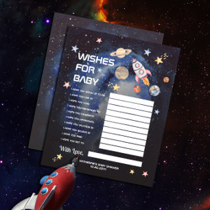 Lámina Planetas de cohete espacial Baby Shower quiere beb