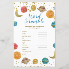 Lámina Planetas Espacio Ultraterrestre Baby Shower Word S