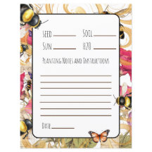 Plantación de notas e instrucciones para semillas 