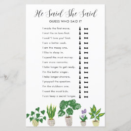 Lámina Plantas Potadas Juego De Ducha De Novias Dijo Que