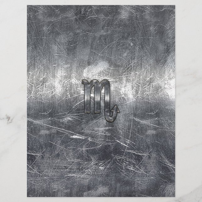 Lámina Plata Escorpio Rótulo Zodiaco estilo Metalizado al (Anverso)