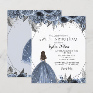 Lámina Plata presupuesto Dusty Blue Dress Sweet 16 Invita