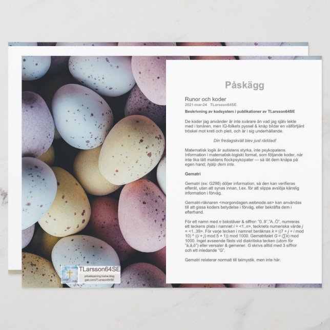 Lámina Platta pappersark — Blad • Påskägg (Anverso / Reverso)