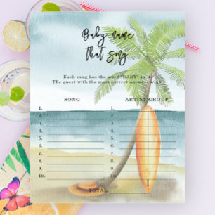 Lámina Playa - Nombre esa canción juego de baby shower