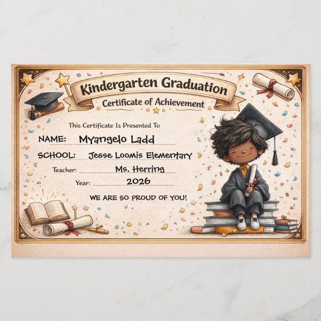 Lámina Playful Kindergarten Graduation Certificate  (Anverso)