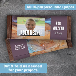 Lámina Plum, Beige Bar Mitzvah Personalizado Candy Bar Wr