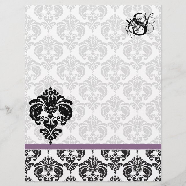 Lámina Plum Damask Monograma Letrero (Anverso)