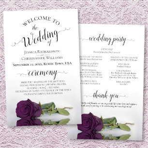 Lámina Plum Purple Rosa Elegant BUDGET Wedding Program