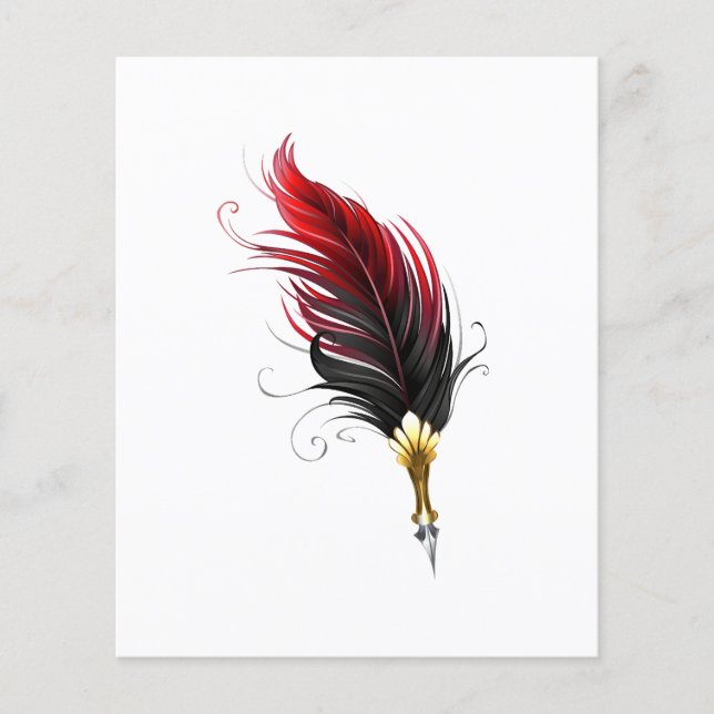 Lámina Pluma de plumas rojas con nido de oro (Anverso)