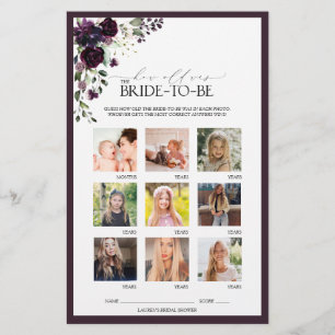 Lámina Pluma Púrpura Acuarela Floral Brigada de ducha Jue