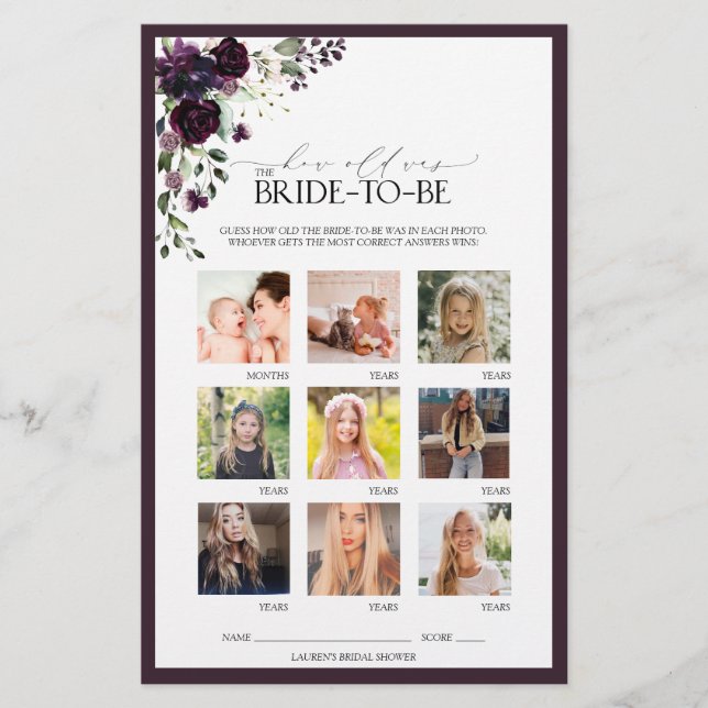 Lámina Pluma Púrpura Acuarela Floral Brigada de ducha Jue (Anverso)