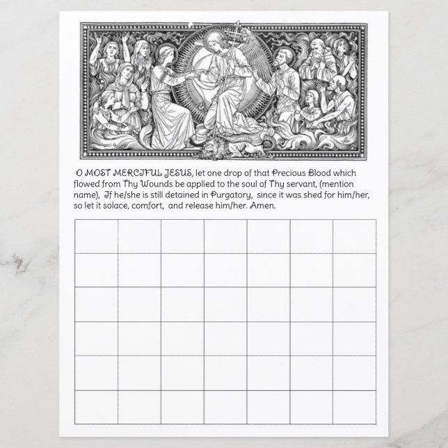 Lámina Pobres almas en el calendario de oraciones quirúrg (Anverso)