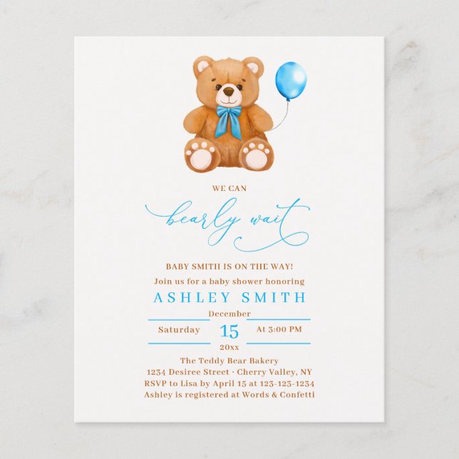 Lámina Podemos Esperar A La Baby Shower De Blue Balloon B (Anverso)