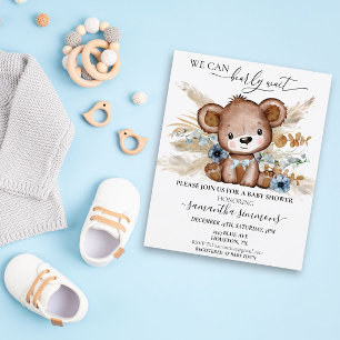 Lámina Podemos Esperar A Que Baby Shower Bear Boho Blue