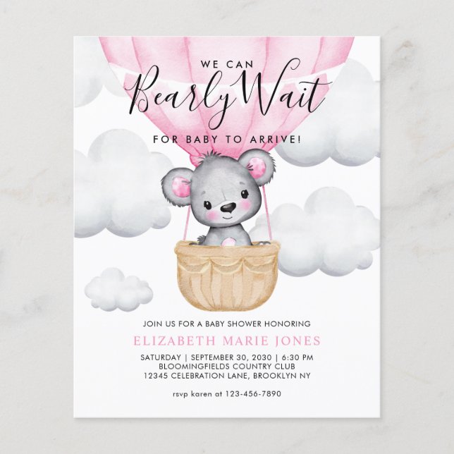 Lámina Podemos esperar a tiempo a Baby Shower Chica de gl (Anverso)