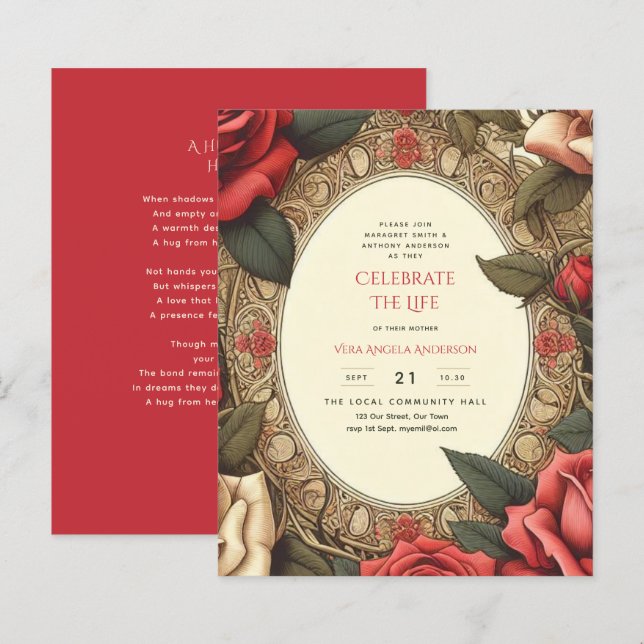 Lámina Poema conmemorativo de la vida de la vitalidad de  (Anverso / Reverso)