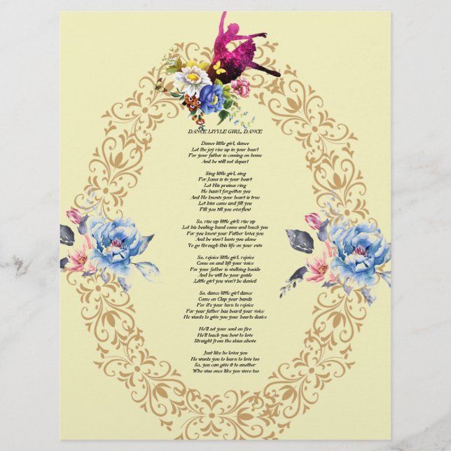 Lámina Poema de danza de niñita en papel de línea (Anverso)