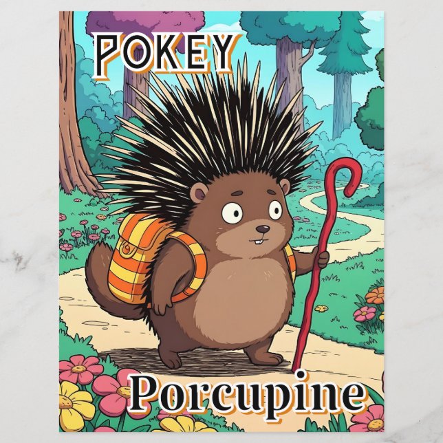 Lámina Pokey Porcupine | El arte de la guardería de una P (Anverso)
