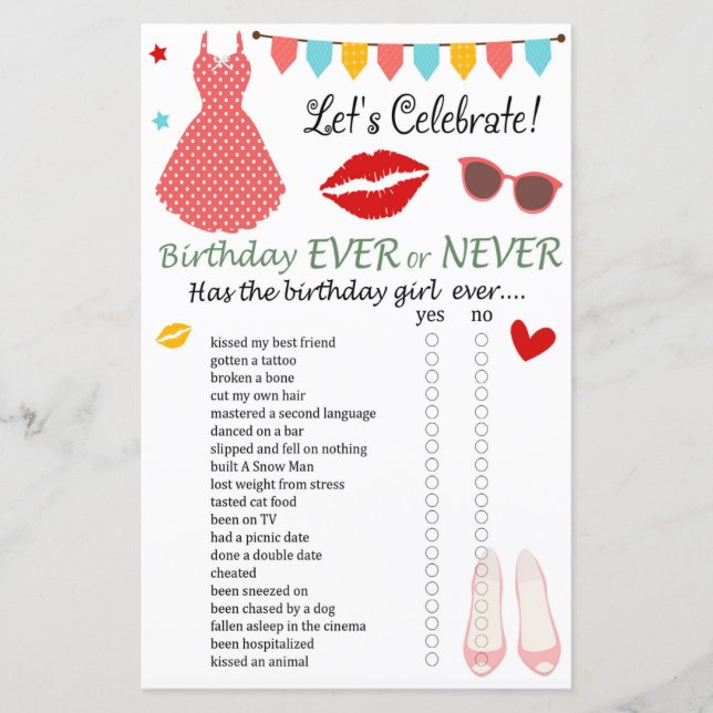 Lámina Polka dot dress Birday Ever o Never Game (Anverso)