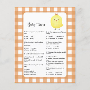 Lámina Pollito - Trivia de Bebé   Juego de Baby Shower