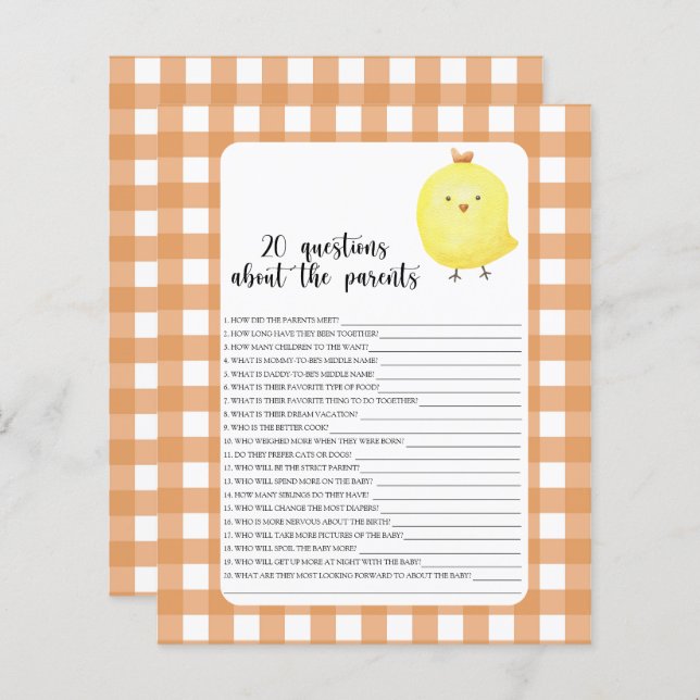 Lámina Pollo - juegos - 20 preguntas sobre los padres (Anverso / Reverso)