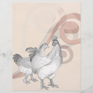 Lámina Pollos de Cochin de época
