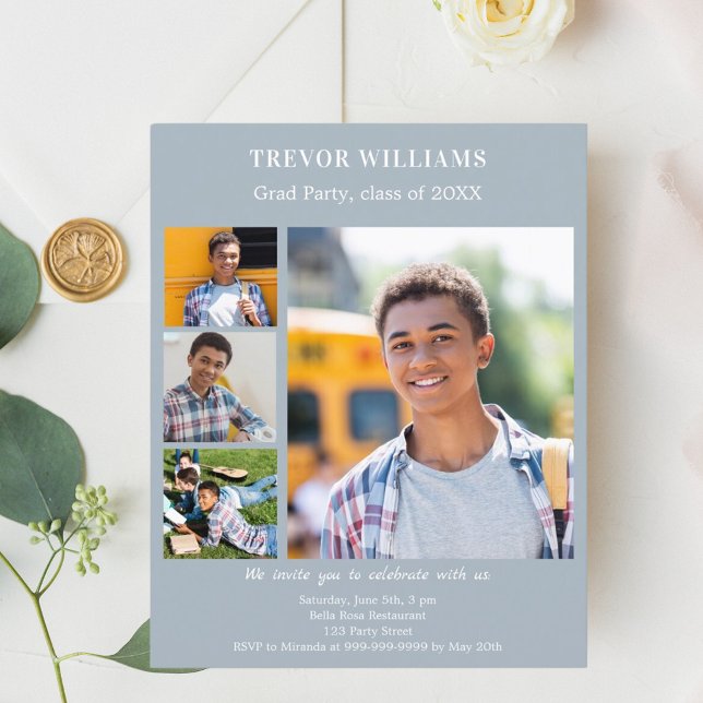 Lámina Polvorienta foto azul invitación a la fiesta de gr (Subido por el creador)