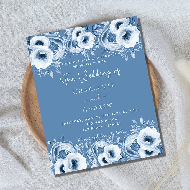 Lámina Polvorienta moda floral azul presupuesto invitació (Subido por el creador)