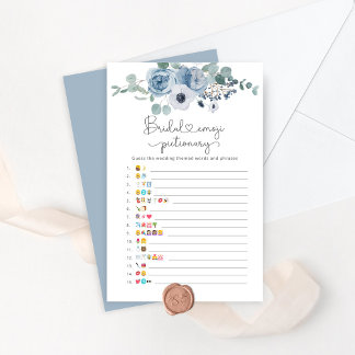 Lámina Polvoriento juego de emoji de novias floral azul