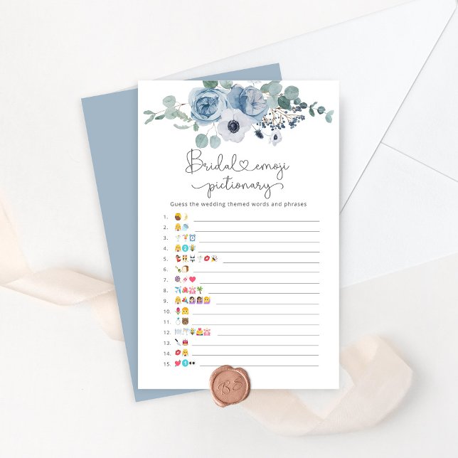 Lámina Polvoriento juego de emoji de novias floral azul (Subido por el creador)